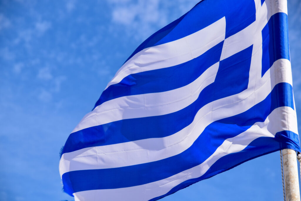 Griechische Flagge Matala Kreta Griechenland