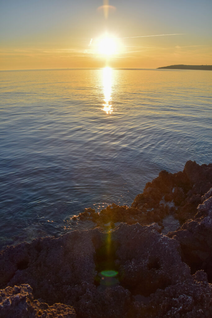 Sonnenuntergang Strand Naturpark Kap Kamenjak Istrien Frühling Kroatien